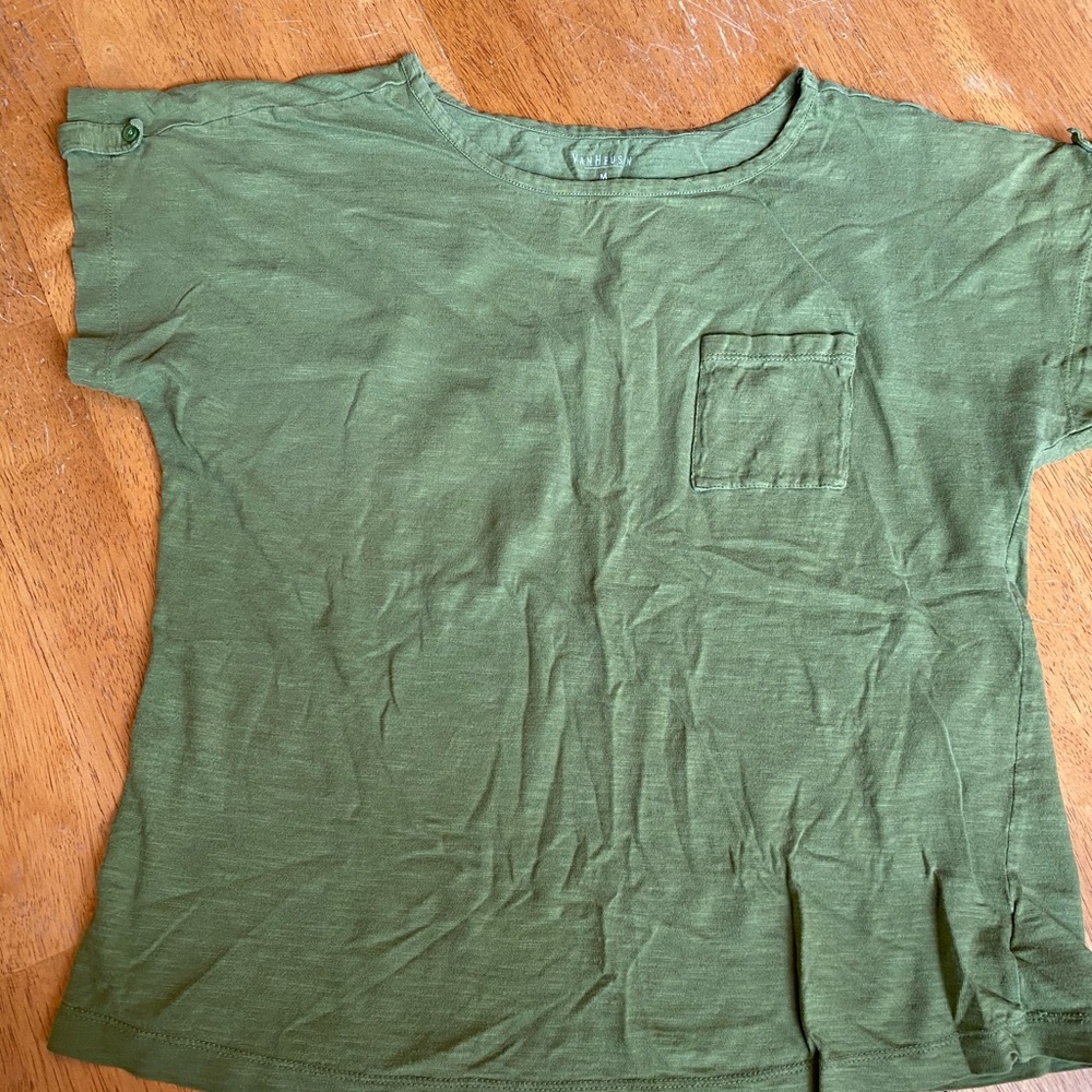 Van Heusen knit short sleeve Olive green top sz M